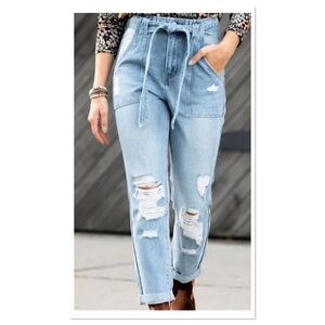 Vervet Women’s High Waist Distressed Tapered Leg Jeans Sz 27 100% Cotton